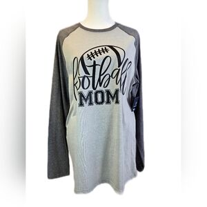 George Gray and Charcoal Raglan "Football Mom" 3/4 Sleeve Tee Unisex Small
